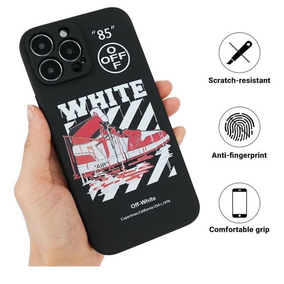 Off-White Black Phone Case with Red Design Compatible with iPhone 15 Pro Max - Picture 3 of 6